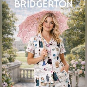 Bridgerton Satin Pajama Set 2 Piece Shorts Set – Regency Inspired Sleepwear